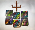 Frank Lloyd Wright Coaster Set of 6 | Handmade Laser Cut Wood Coasters with Holder | Architecture Gift | Mid-Century Modern Home Decor