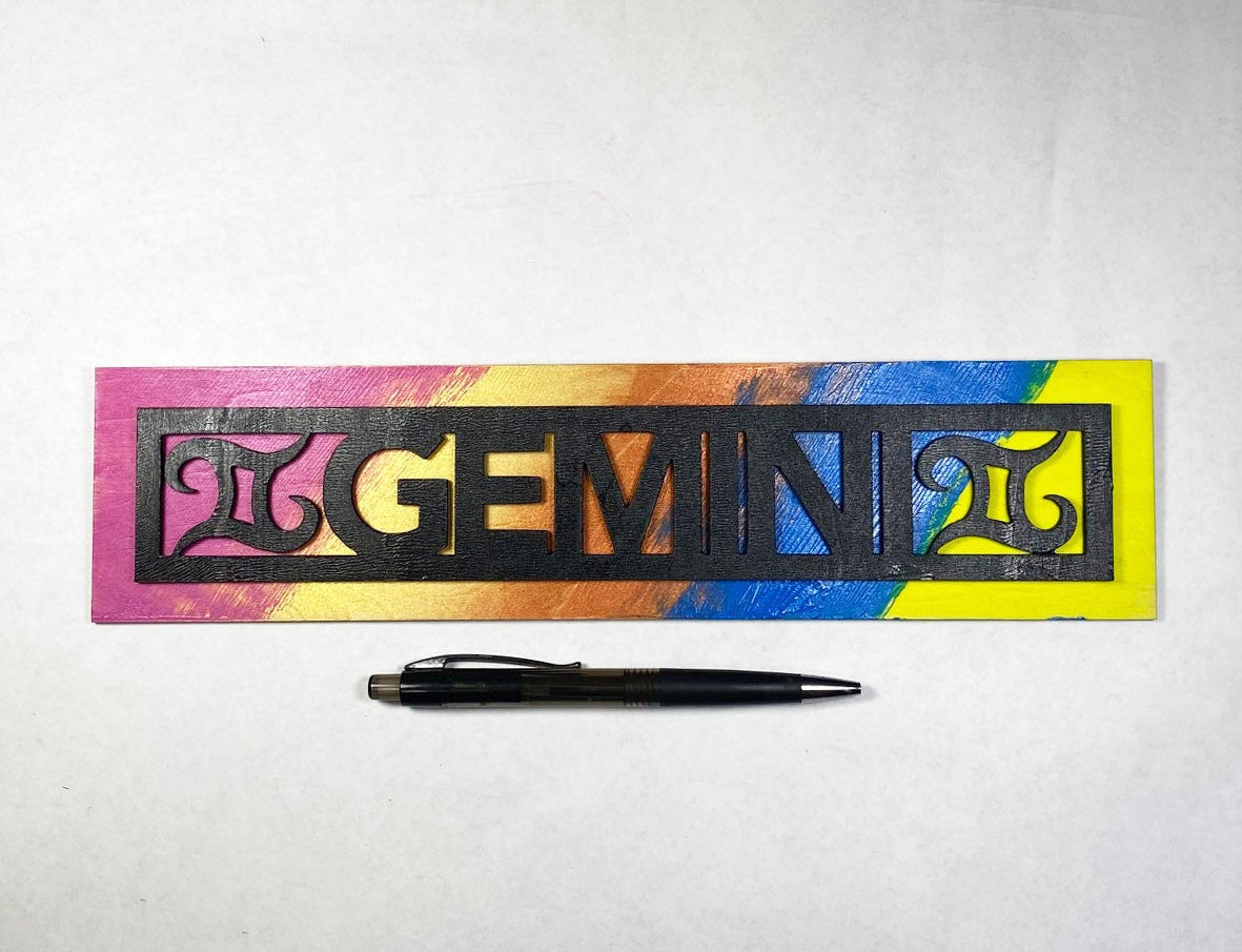 Gemini Sign | Handmade Laser Cut Hand Painted Zodiac Astrology Decor