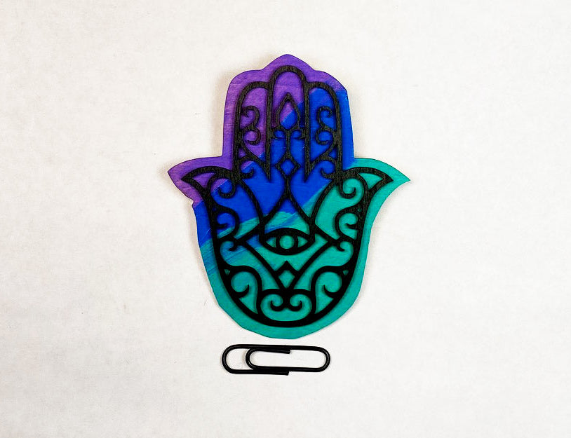 Hamsa Wooden Pin | Handmade Laser Cut Wearable Art Brooch