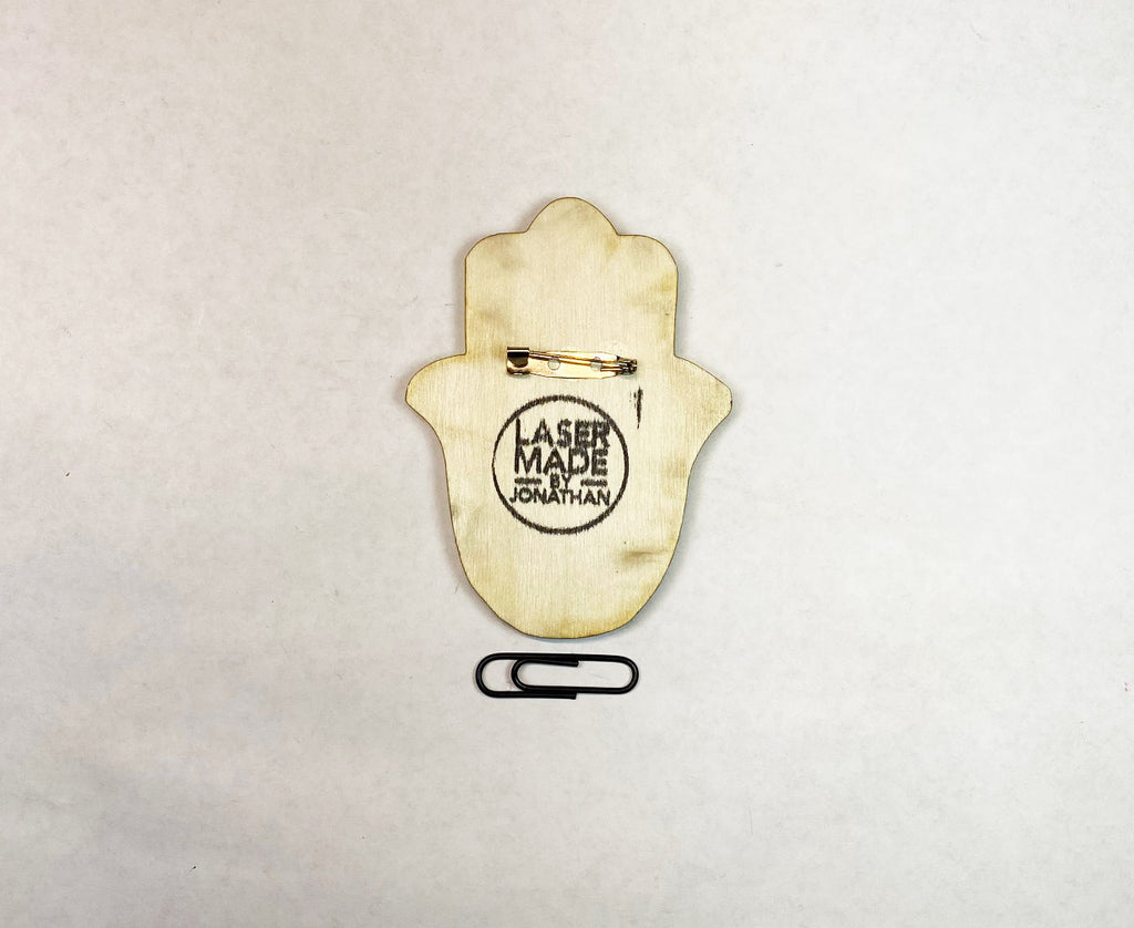 Hamsa Wooden Pin | Handmade Laser Cut Wearable Art Brooch