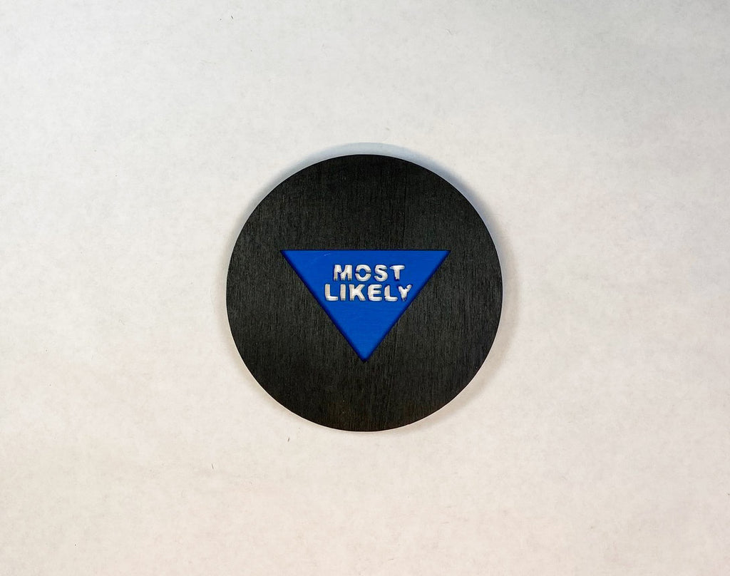 Magic 8 Ball Coaster Set | 6 Handmade Laser Cut Hand Painted Novelty Coasters with Holder