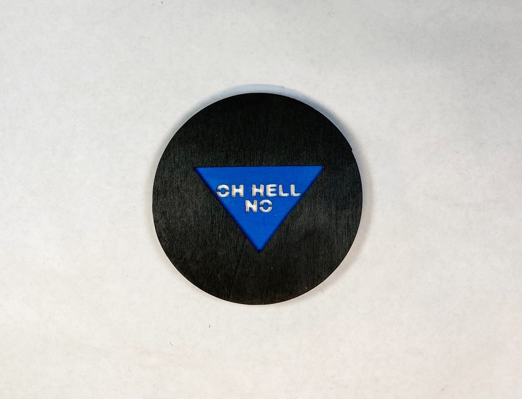 Magic 8 Ball Coaster Set | 6 Handmade Laser Cut Hand Painted Novelty Coasters with Holder