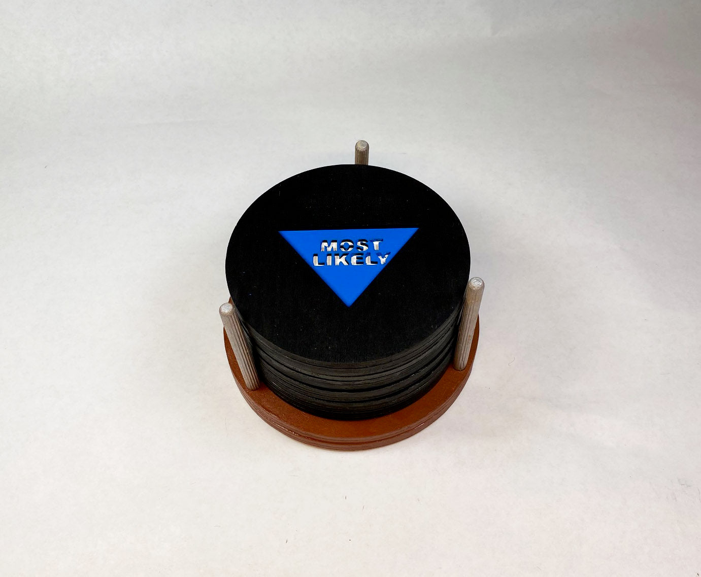 Magic 8 Ball Coaster Set | 6 Handmade Laser Cut Hand Painted Novelty Coasters with Holder