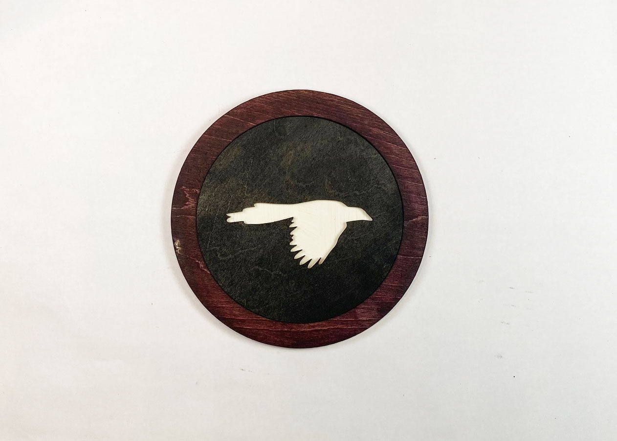 Magpie Coaster Set | 6 Handmade Laser Cut Hand Painted Bird Coasters with Holder