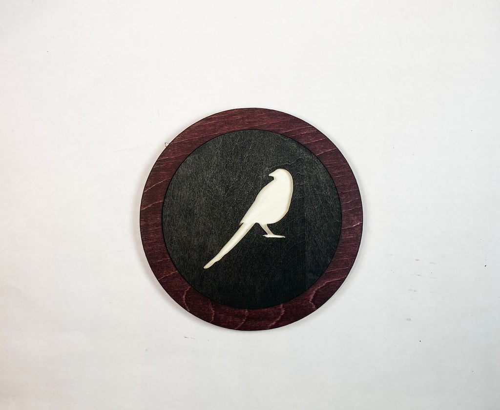 Magpie Coaster Set | 6 Handmade Laser Cut Hand Painted Bird Coasters with Holder