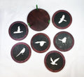 Magpie Coaster Set | 6 Handmade Laser Cut Hand Painted Bird Coasters with Holder