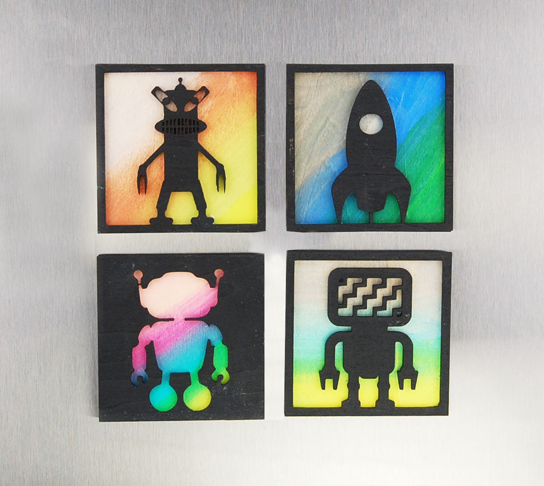 Refrigerator Magnet 4 Pack – Sci Fi Theme