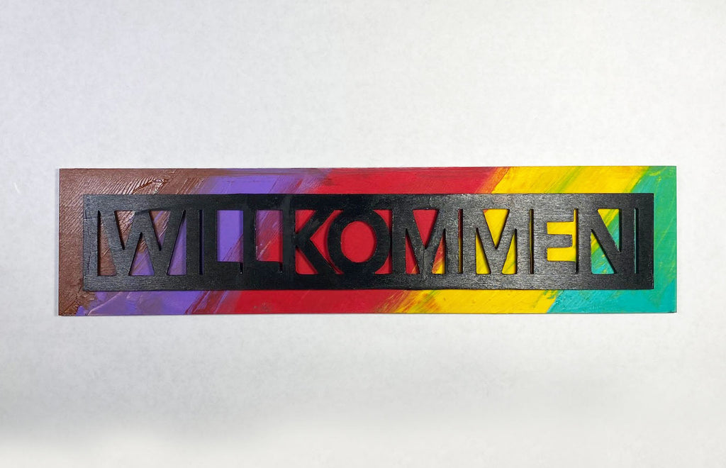 Willkommen Welcome Sign | Handmade Laser Cut Hand Painted German Home Decor